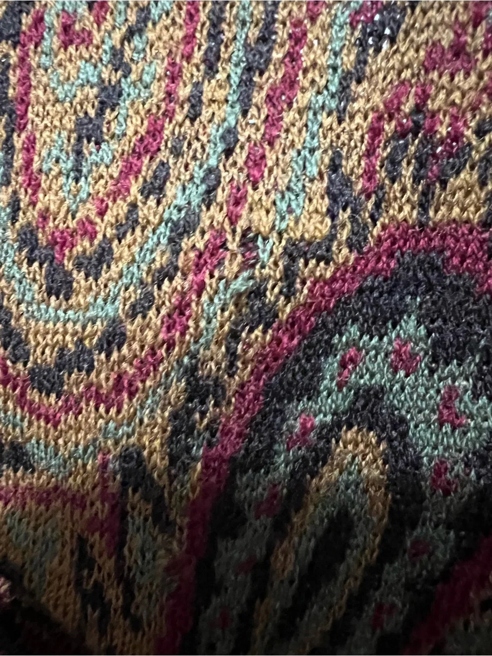 Vintage Gucci Brown Paisley V‑Neck Cardigan with Multicolor Accents